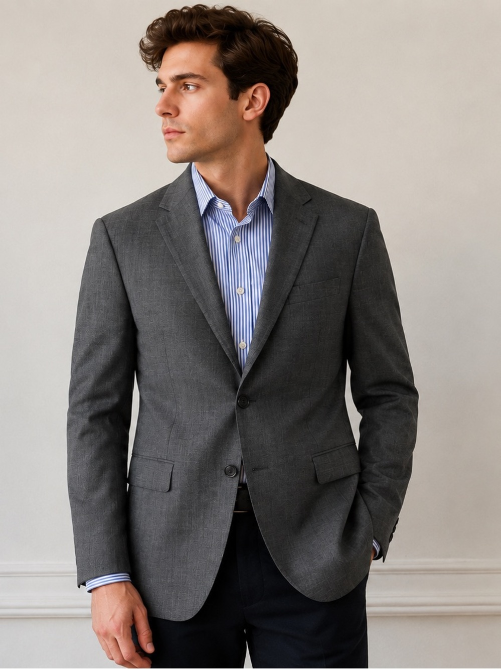 Tommy Hilfiger Men’s Gray Wool Blend 2-Button Suit Jacket Blazer Size 38R